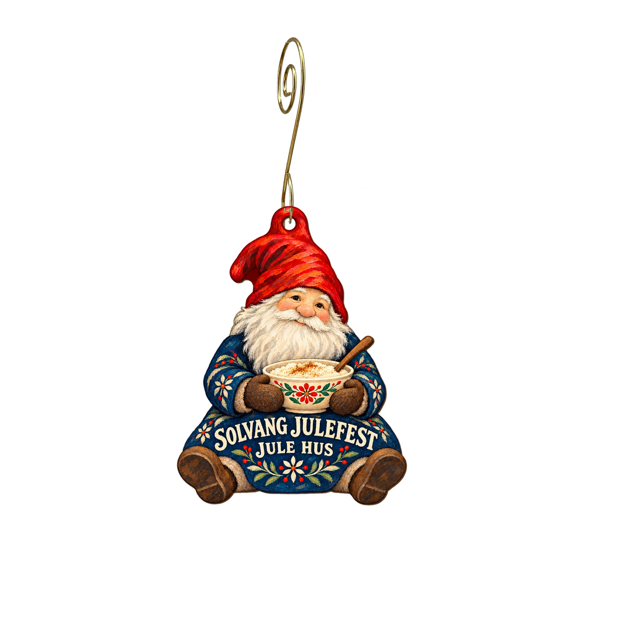 Jule Hus - Solvang's Christmas Store — Local inspiration custom wood ornament OC2634, photographic gold spiral hook