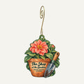 The Shop at the Gardens Logo custom wood ornament OC263 hanging on hook