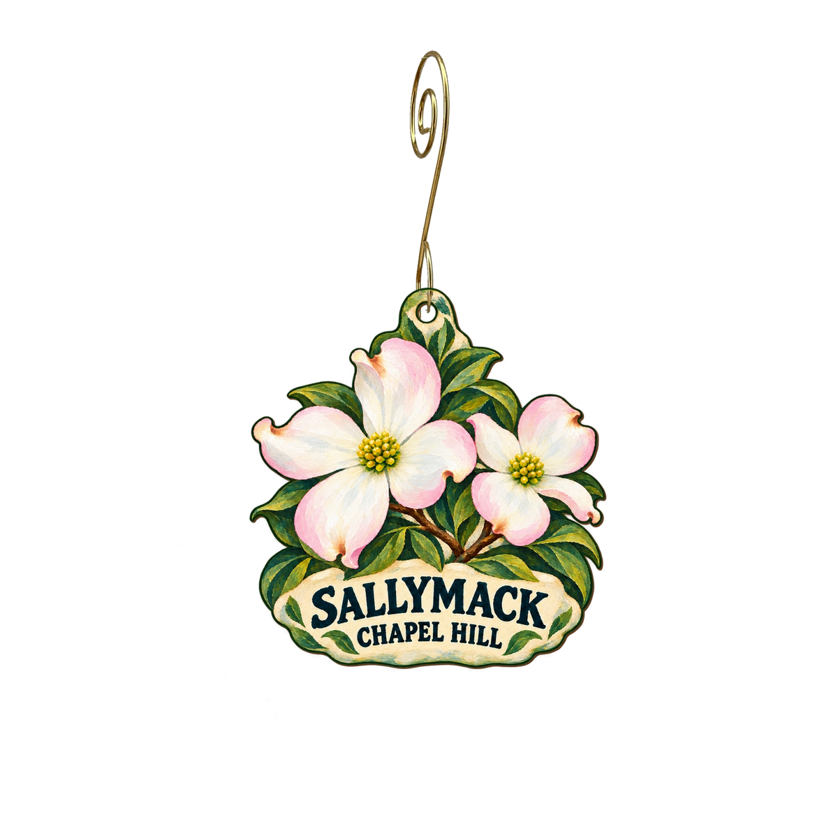 SallyMack — Local inspiration custom wood ornament OC2652, photographic gold spiral hook
