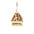 Windrift Hill — Store identity custom wood ornament OC2653, photographic gold spiral hook