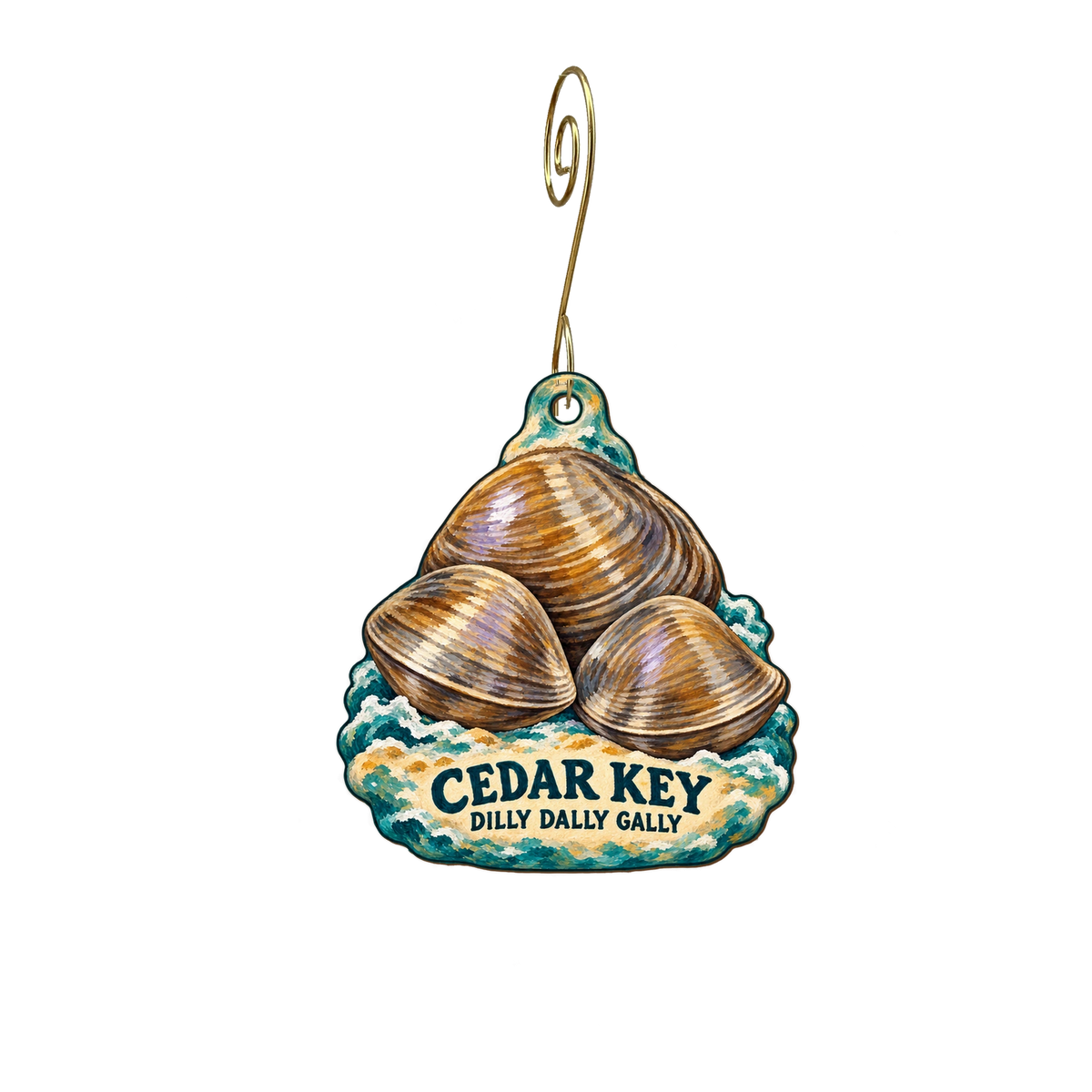 Dilly Dilly Gally — Local inspiration custom wood ornament OC2658, photographic gold spiral hook