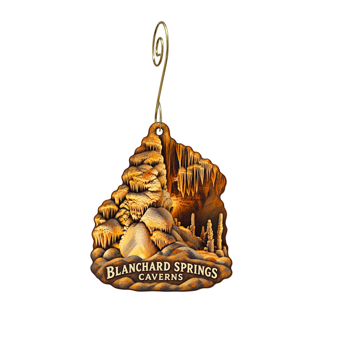 EN Ozark-St. Francis Nf — Store identity custom wood ornament OC2659, photographic gold spiral hook