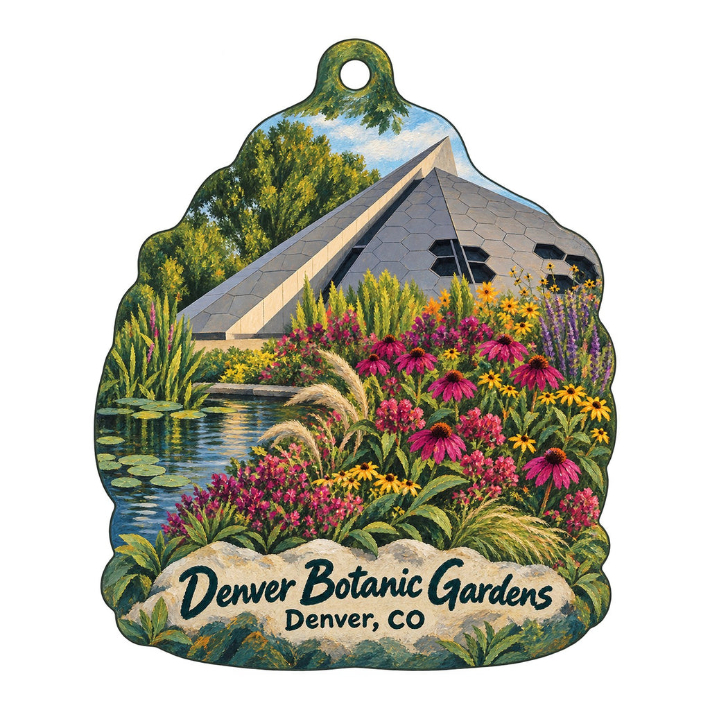 The Shop at the Gardens Town Icon custom wood ornament OC265 on white