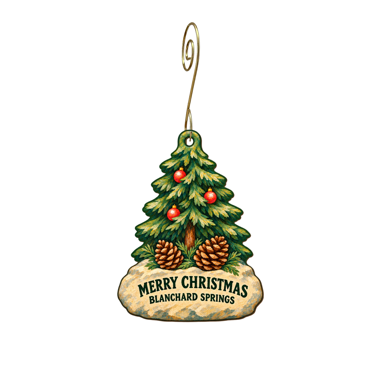 EN Ozark-St. Francis Nf — Christmas custom wood ornament OC2660, photographic gold spiral hook