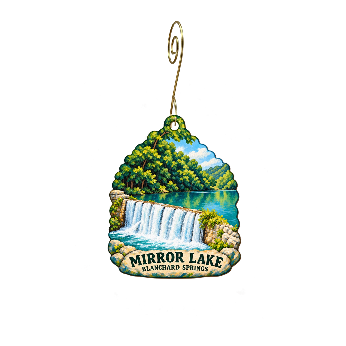 EN Ozark-St. Francis Nf — Local inspiration custom wood ornament OC2661, photographic gold spiral hook