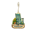 The General Store — Store identity custom wood ornament OC2662, photographic gold spiral hook