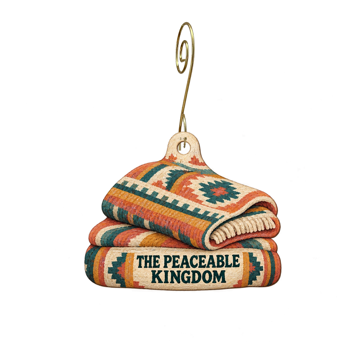 The Peaceable Kingdom — Store identity custom wood ornament OC2671, photographic gold spiral hook