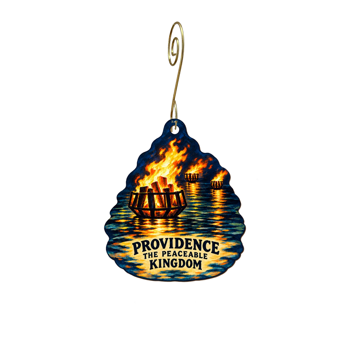 The Peaceable Kingdom — Local inspiration custom wood ornament OC2673, photographic gold spiral hook