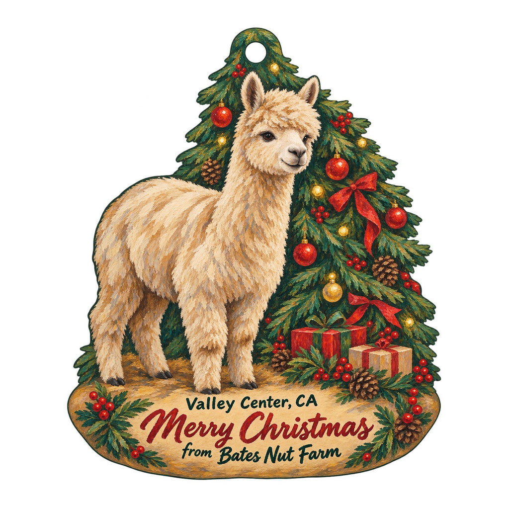 Farmer's Daughter Boutique at Bates Nut Farm Christmas custom wood ornament OC267 on white