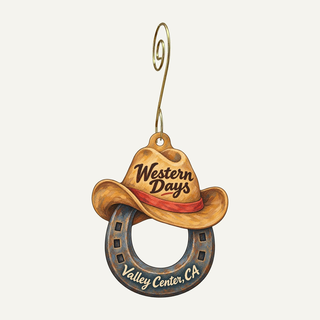 Farmer's Daughter Boutique at Bates Nut Farm Town Icon custom wood ornament OC268 hanging on hook