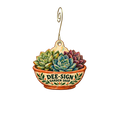 DeeSign Garden Shop — Store identity custom wood ornament OC2692, photographic gold spiral hook