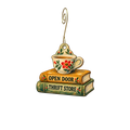 Open Door Thrift Store — Store identity custom wood ornament OC2698, photographic gold spiral hook