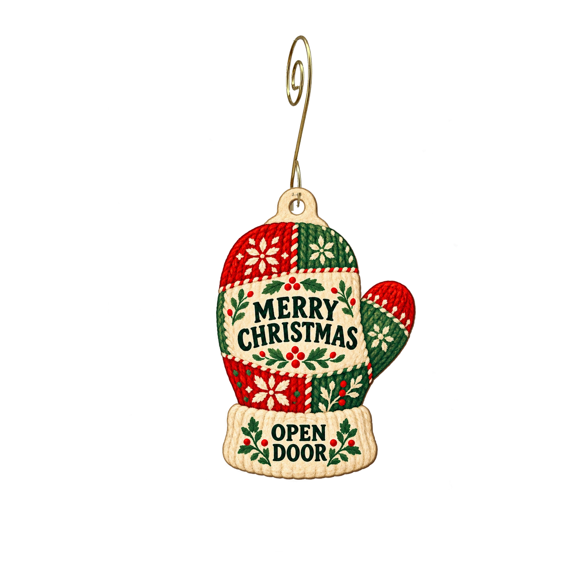 Open Door Thrift Store — Christmas custom wood ornament OC2699, photographic gold spiral hook