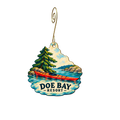 Doe Bay Resort & Retreat — Store identity custom wood ornament OC2701, photographic gold spiral hook