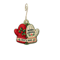 Rust and Rose Boutique — Christmas custom wood ornament OC2708, photographic gold spiral hook