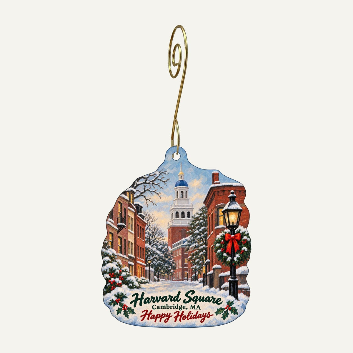 Zinnia Christmas custom wood ornament OC270 hanging on hook