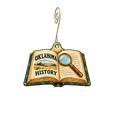 Oklahoma Historical Society Research Center — Store identity custom wood ornament OC2710, photographic gold spiral hook