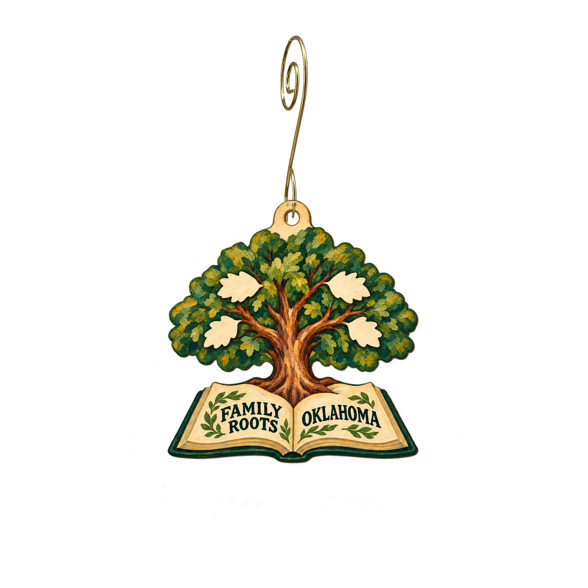 Oklahoma Historical Society Research Center — Local inspiration custom wood ornament OC2712, photographic gold spiral hook