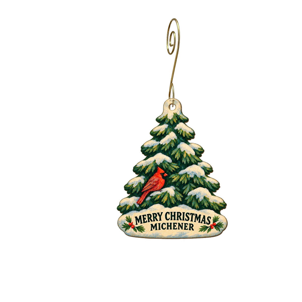 James Michener Art Museum — Christmas custom wood ornament OC2714, photographic gold spiral hook