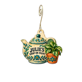 Julie's Shop On Paint — Store identity custom wood ornament OC2719, photographic gold spiral hook