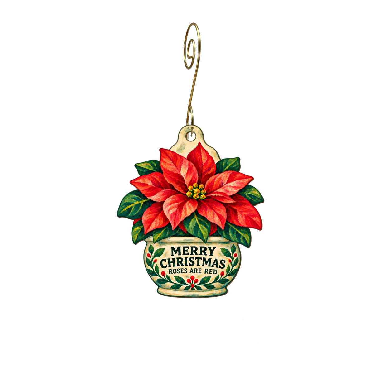 Roses Are Red Florist — Christmas custom wood ornament OC2723, photographic gold spiral hook