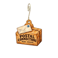 Postal Connections — Store identity custom wood ornament OC2725, photographic gold spiral hook