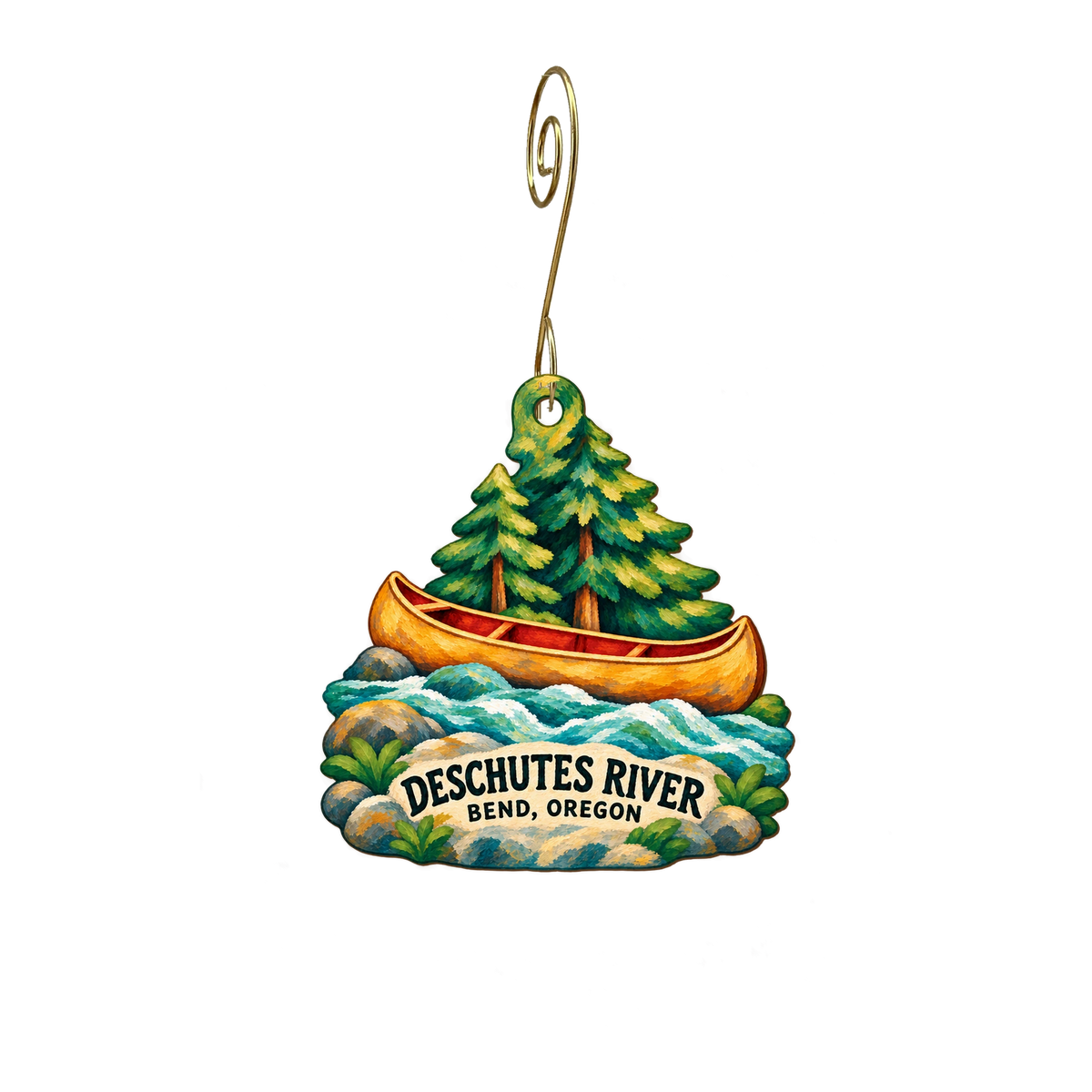 Postal Connections — Local inspiration custom wood ornament OC2727, photographic gold spiral hook