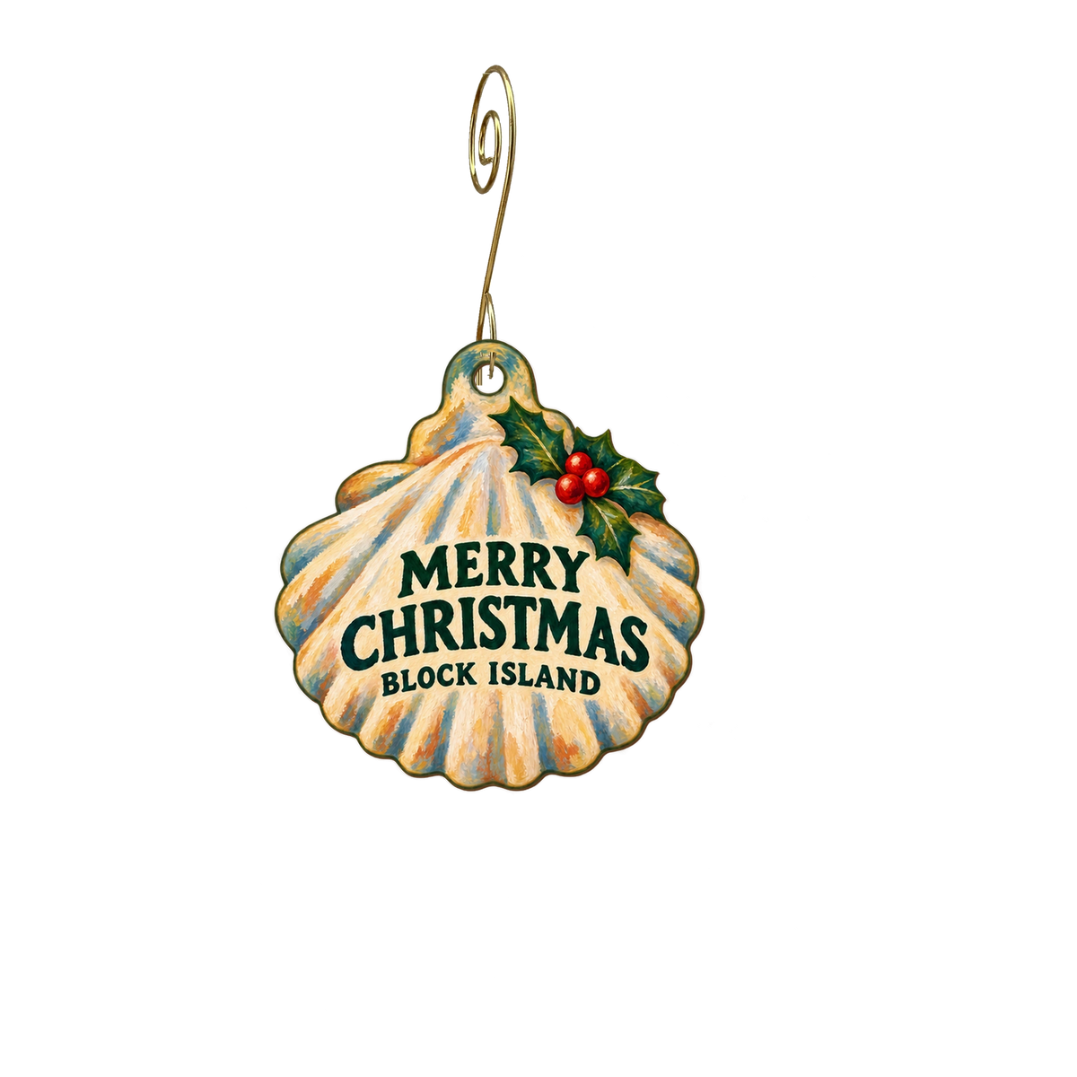 Royal Jewelers — Christmas custom wood ornament OC2729, photographic gold spiral hook
