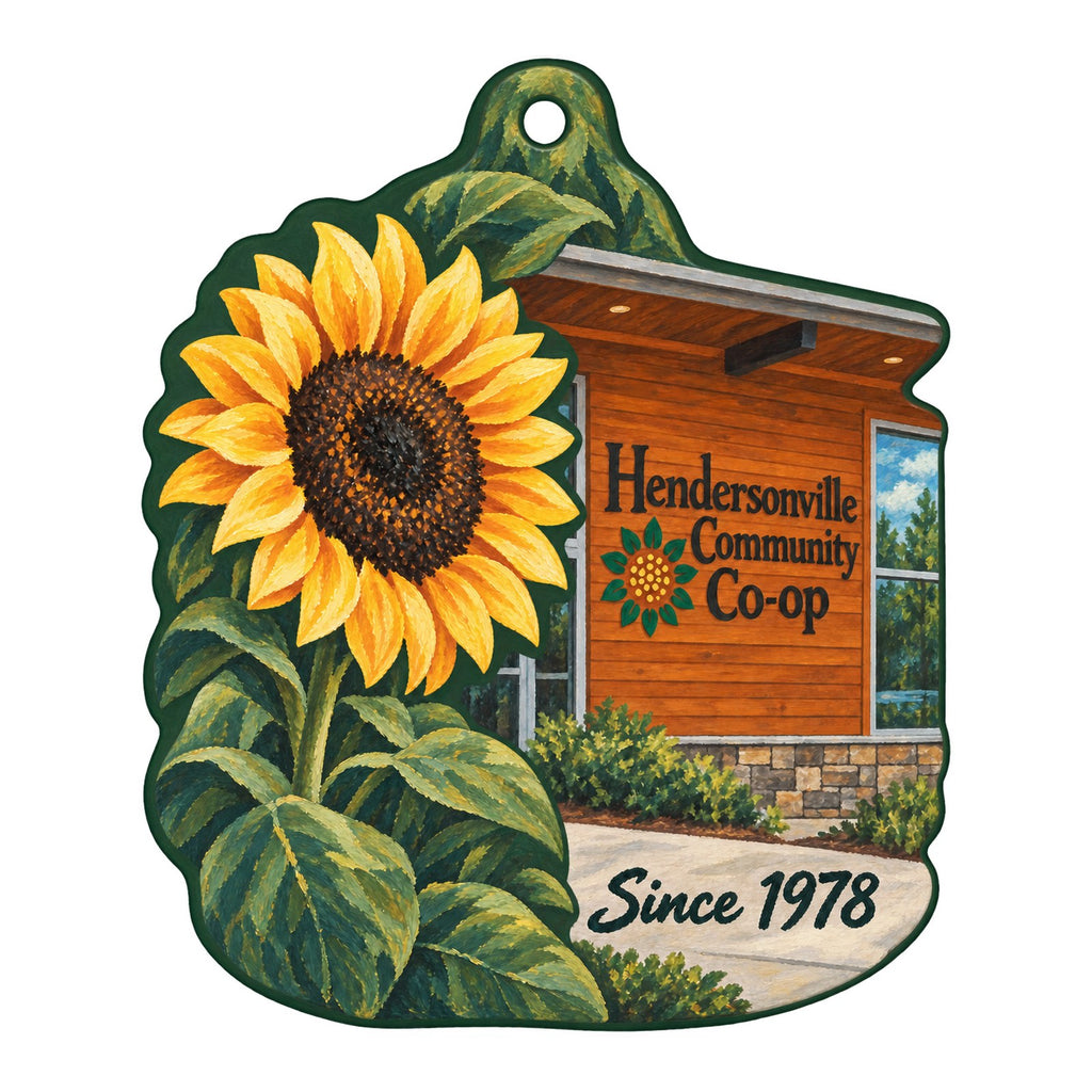 Hendersonville Community Co-op Logo custom wood ornament OC272 on white