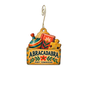Abracadabra — Store identity custom wood ornament OC2731, photographic gold spiral hook
