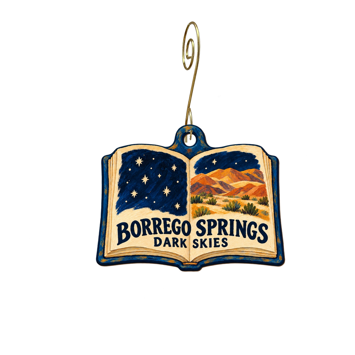 Anza-Borrego — Local inspiration custom wood ornament OC2736, photographic gold spiral hook