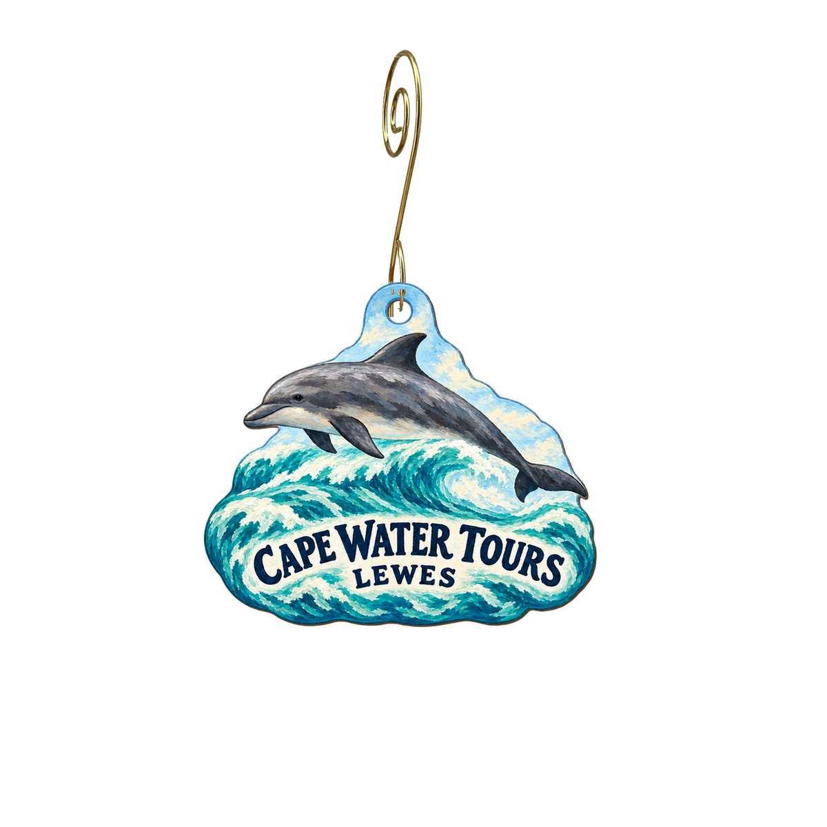 Cape Water Tours and Taxi — Store identity custom wood ornament OC2737, photographic gold spiral hook