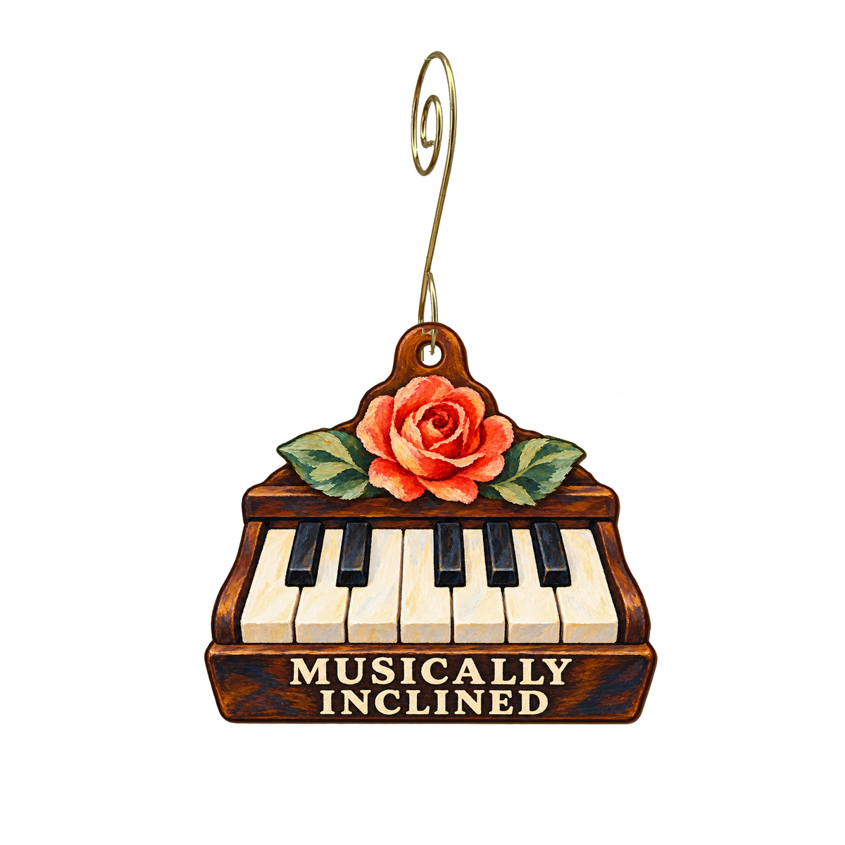 Musically inclined — Local inspiration custom wood ornament OC2742, photographic gold spiral hook