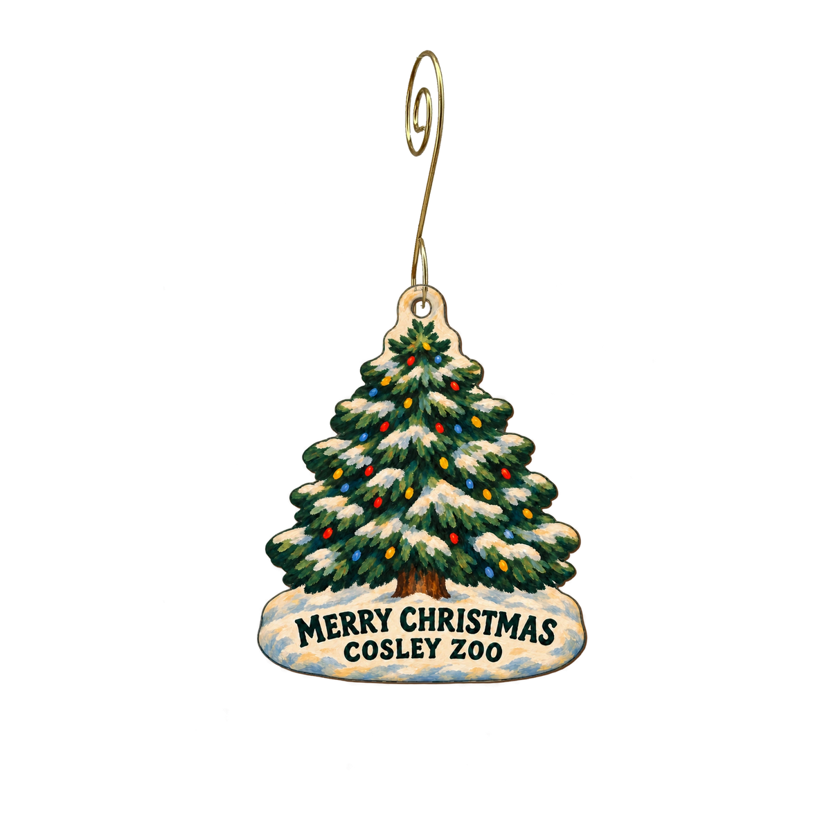 Cosley Zoo (Wheaton Park District) — Christmas custom wood ornament OC2750, photographic gold spiral hook