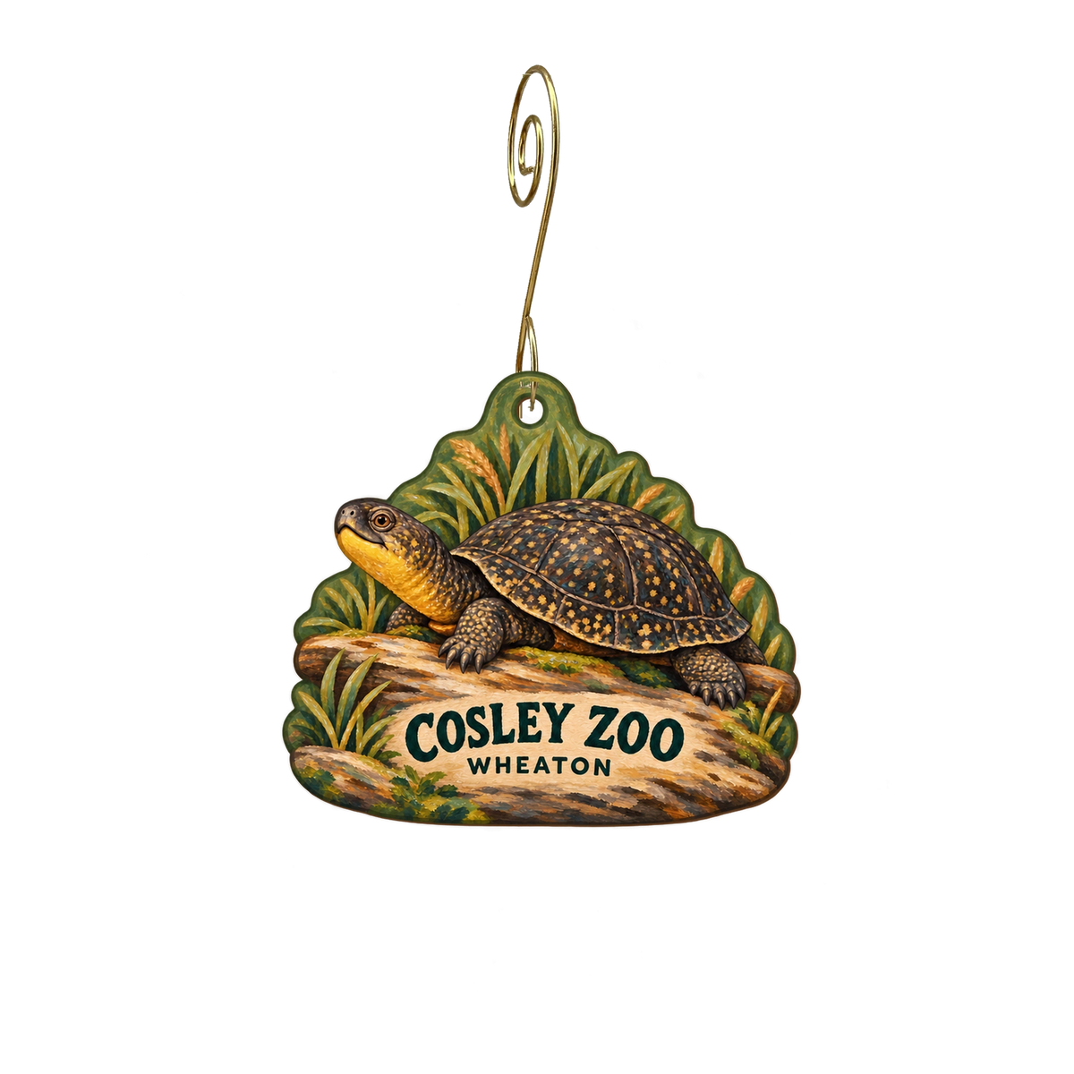 Cosley Zoo (Wheaton Park District) — Local inspiration custom wood ornament OC2751, photographic gold spiral hook