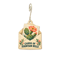 Cards of Fountain Hills — Store identity custom wood ornament OC2752, photographic gold spiral hook