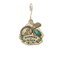 Harmony in Design — Store identity custom wood ornament OC2755, photographic gold spiral hook