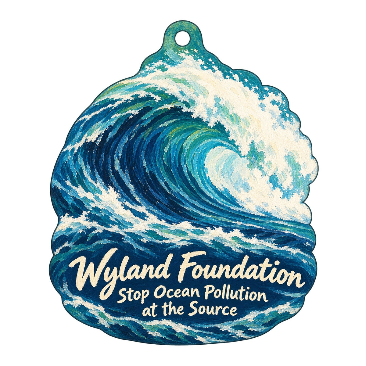 Wyland Foundation Logo custom wood ornament OC275 on white