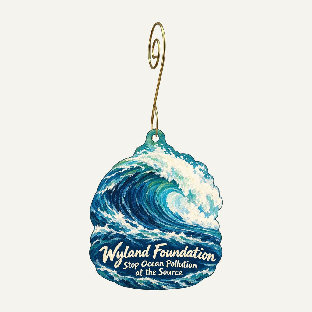 Wyland Foundation Logo custom wood ornament OC275 hanging on hook