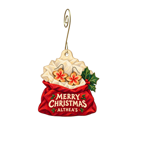 Althea's Imaginarium — Christmas custom wood ornament OC2765, photographic gold spiral hook