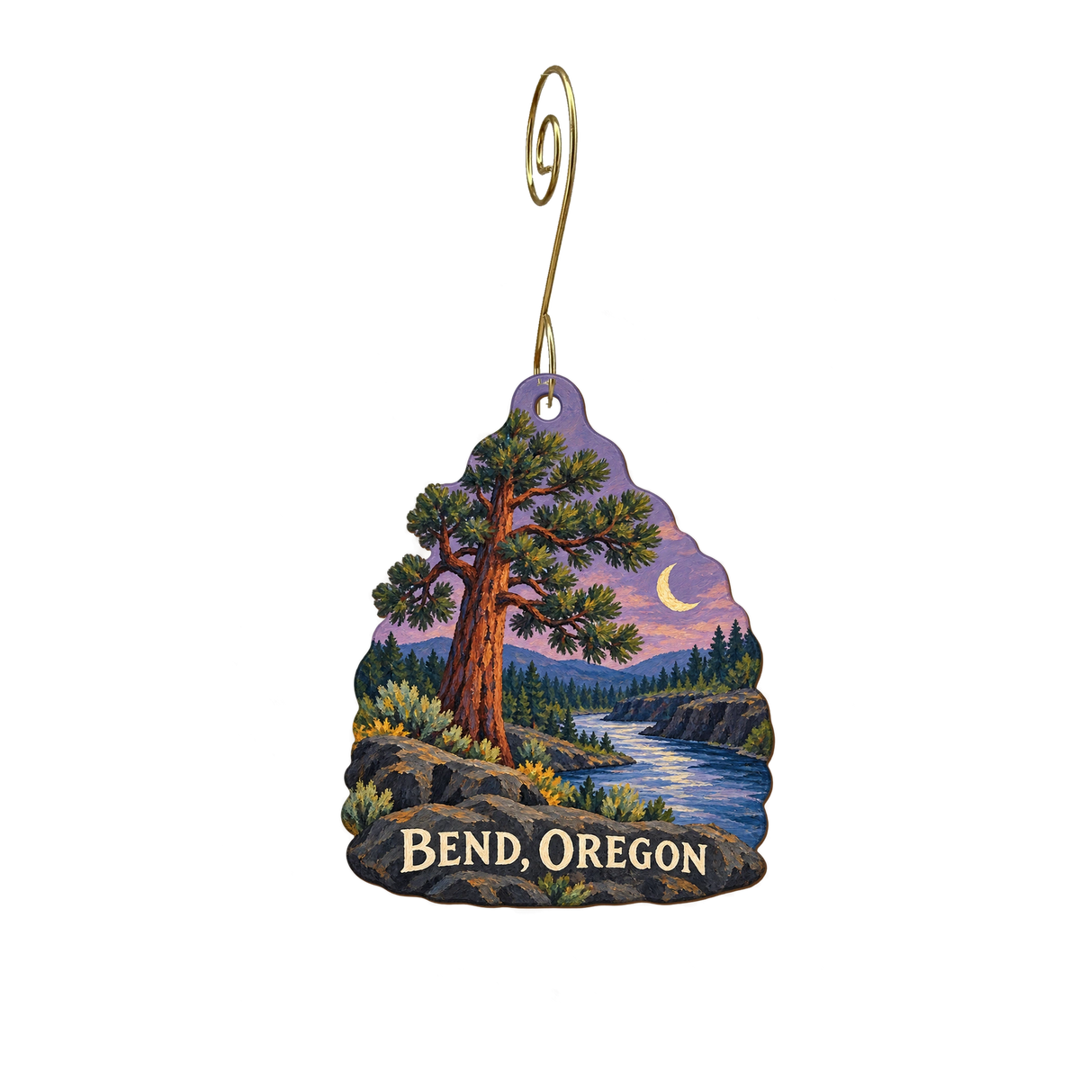The Cosmic Depot — Local inspiration custom wood ornament OC2769, photographic gold spiral hook