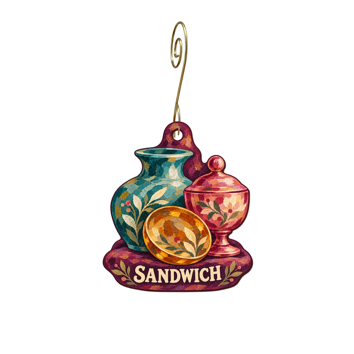 Titcomb's Bookshop — Local inspiration custom wood ornament OC2772, photographic gold spiral hook