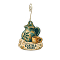 Earth & State — Store identity custom wood ornament OC2773, photographic gold spiral hook