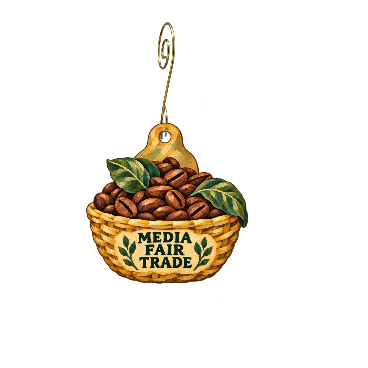 Earth & State — Local inspiration custom wood ornament OC2775, photographic gold spiral hook