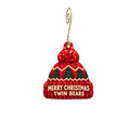 Twin Bears — Christmas custom wood ornament OC2777, photographic gold spiral hook