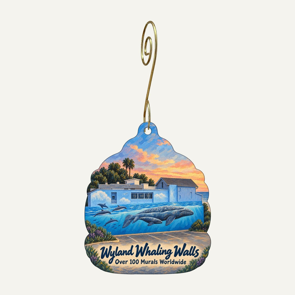 Wyland Foundation Town Icon custom wood ornament OC277 hanging on hook