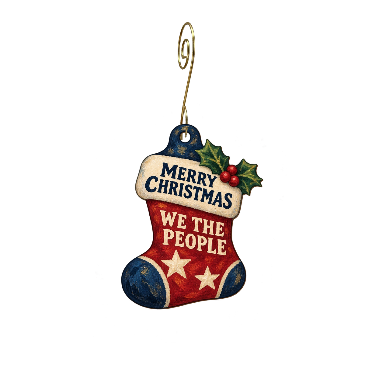 We The People Trump Store & More — Christmas custom wood ornament OC2783, photographic gold spiral hook