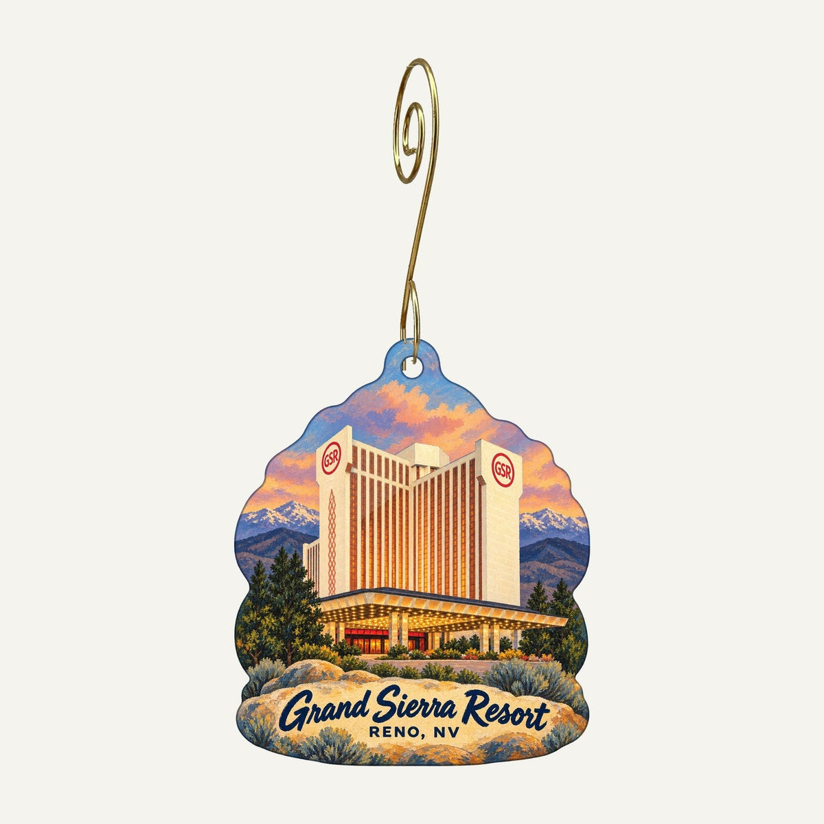 Grand Sierra Resort Logo custom wood ornament OC278 hanging on hook