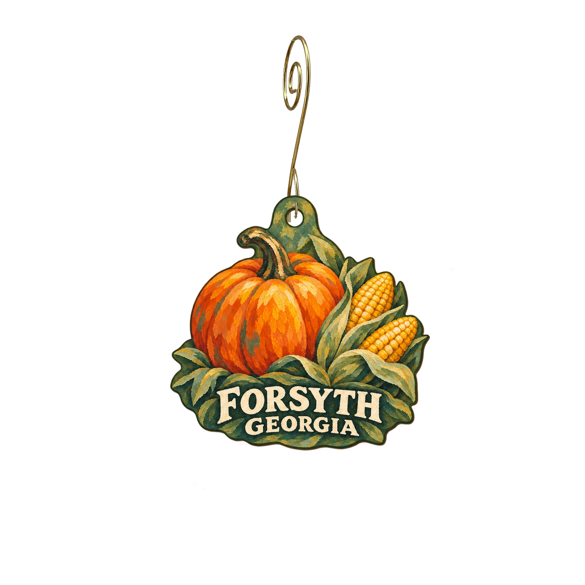 Hamlin Hills Farm — Local inspiration custom wood ornament OC2796, photographic gold spiral hook