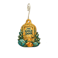 Gold Door — Store identity custom wood ornament OC2797, photographic gold spiral hook